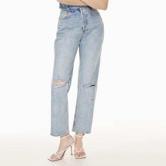 Denim Forum The Joni High Rise Loose 29L, Distressed Casual Everyday Jean - Picture 1 of 9